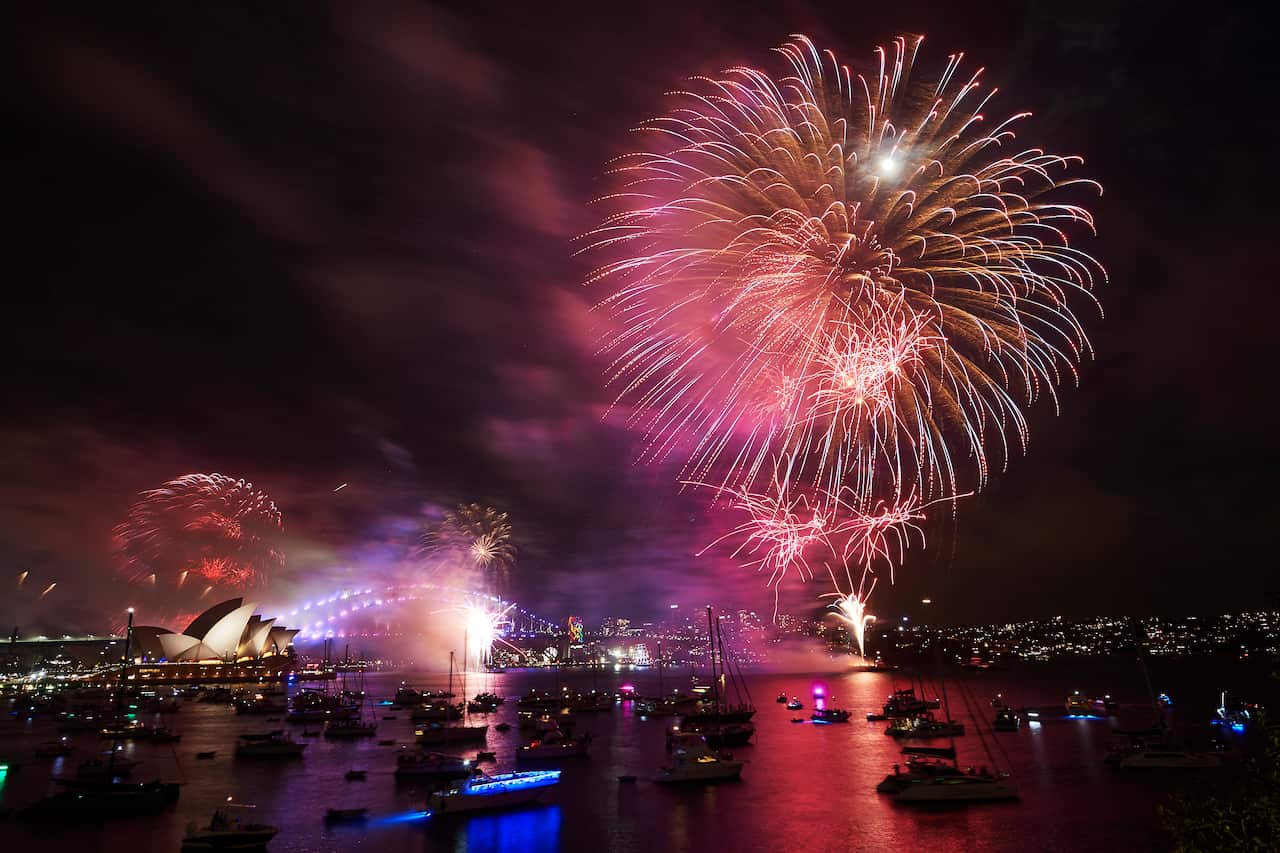 Colourful fireworks light up the Sydney Harbour.