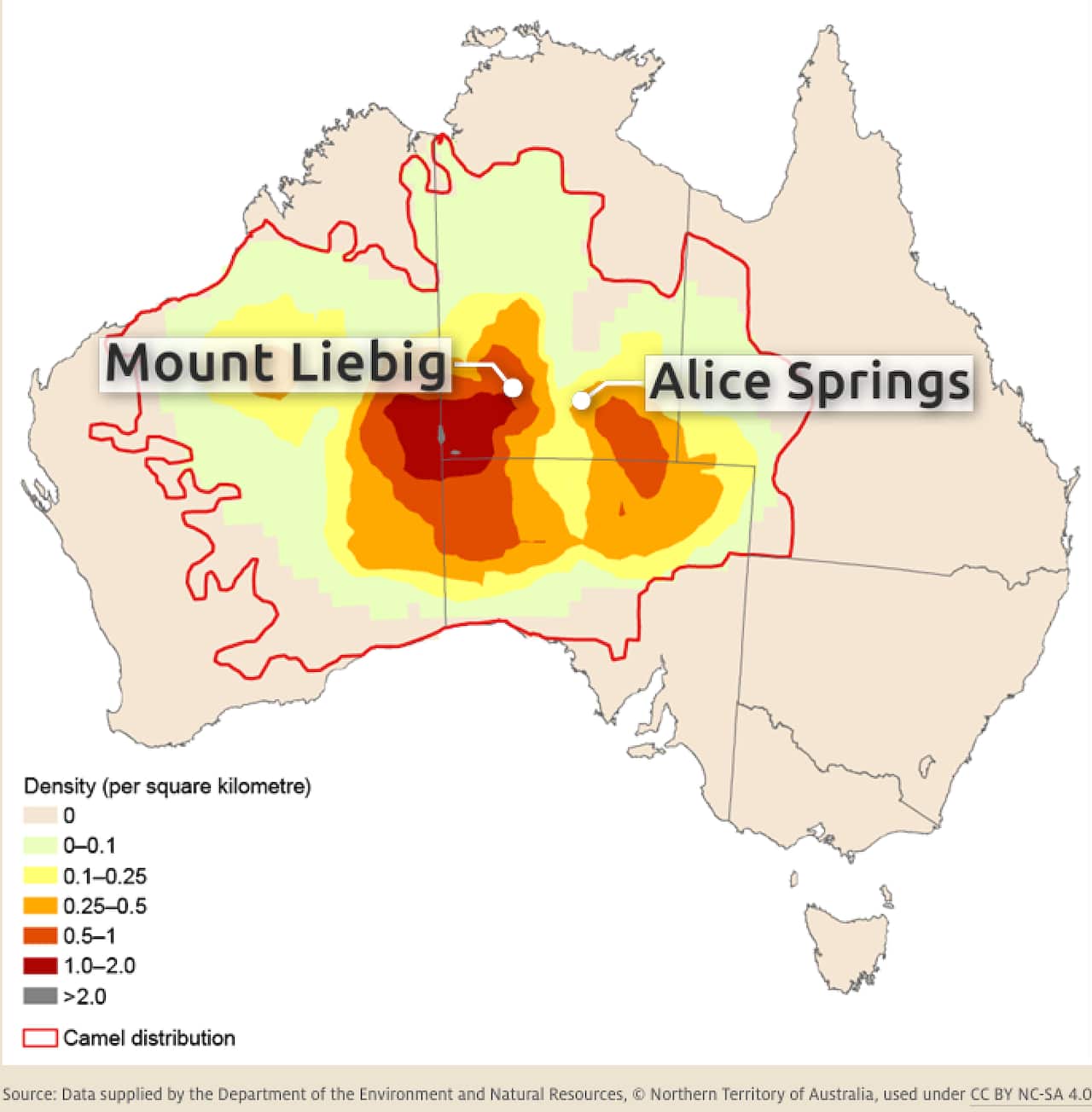 A map showing camel distribution