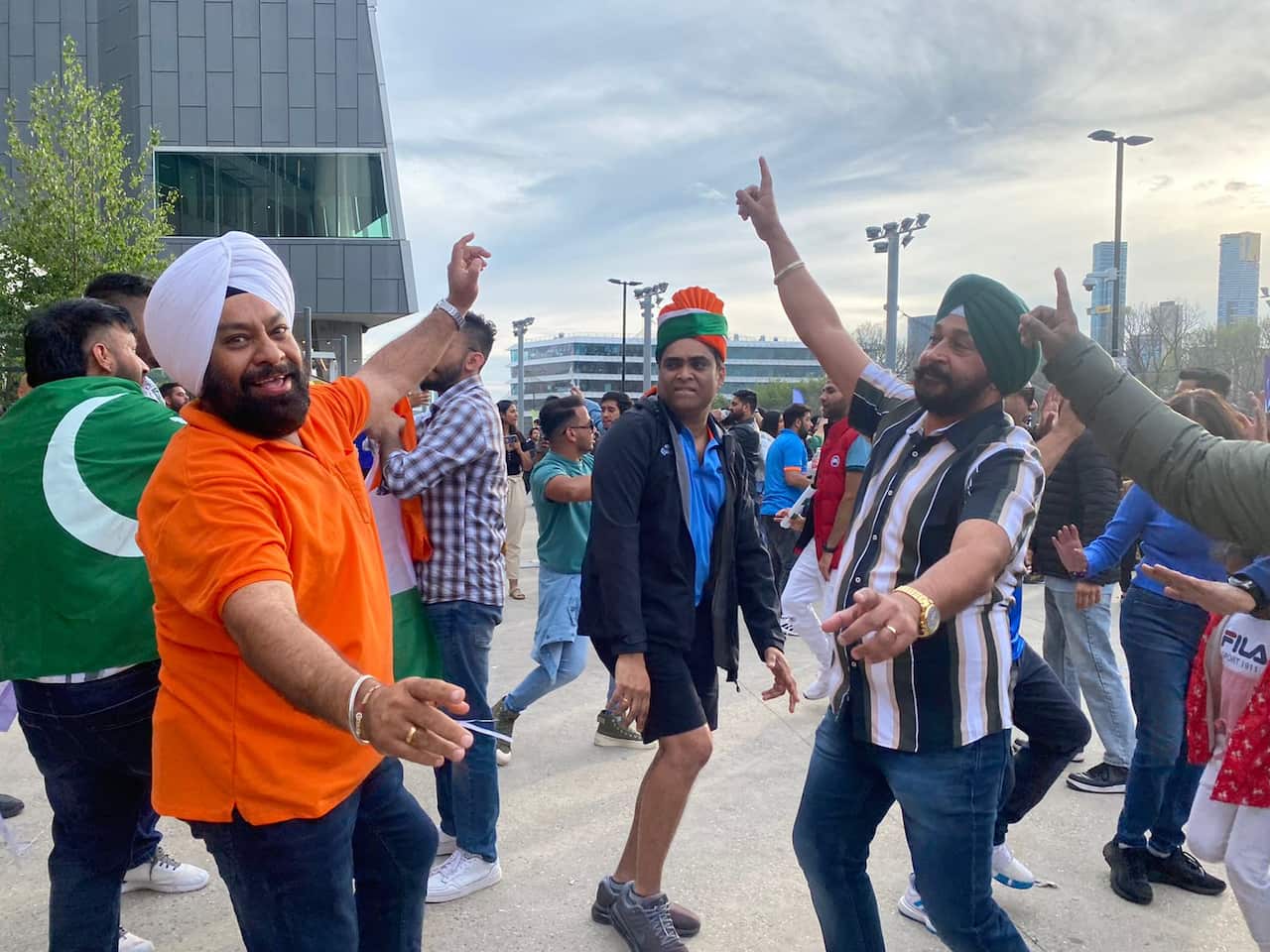 Indian fans are celebrating their team's win after the match.