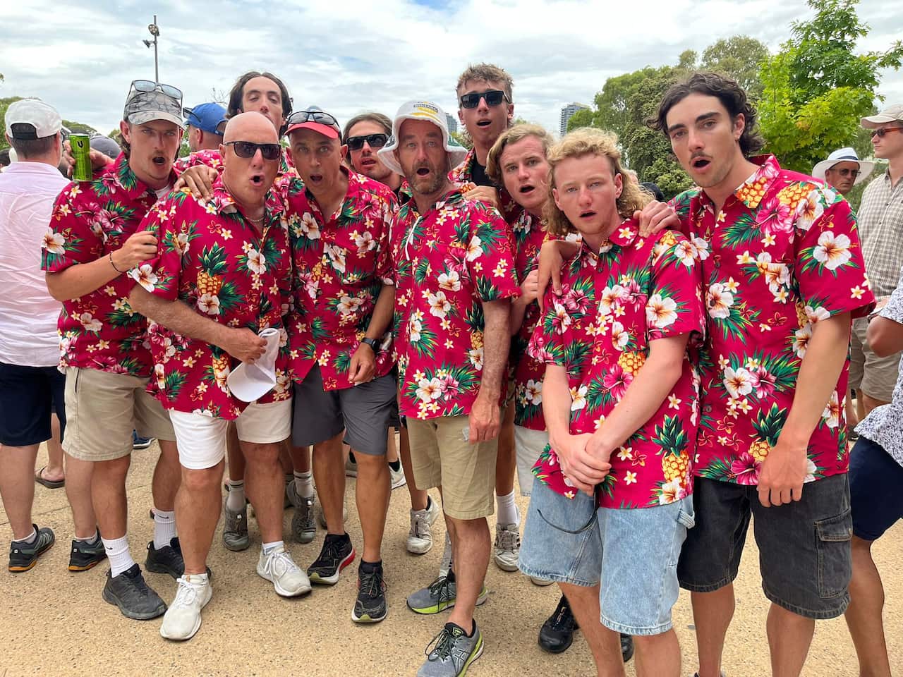 Cricket fans outside the Adelaide Oval before start of the pink ball test in Adelaide 