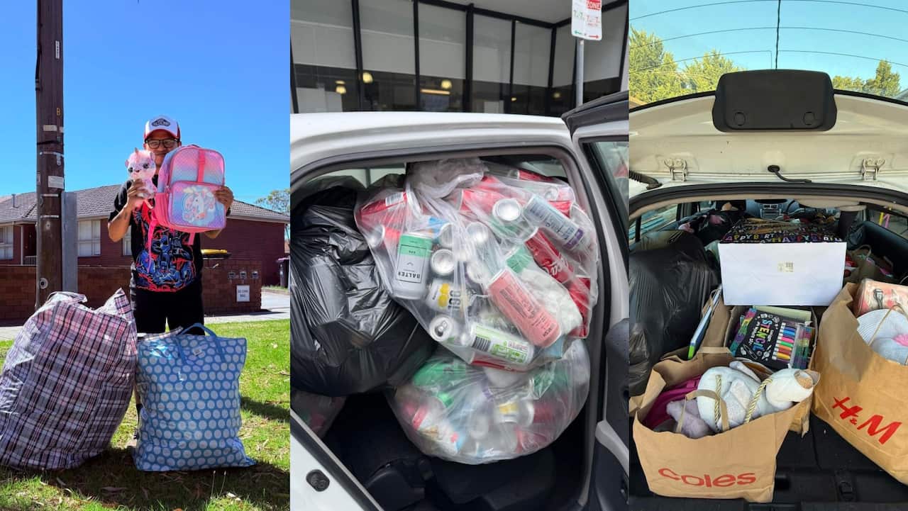 Robles collecting toys and bottles.jpg