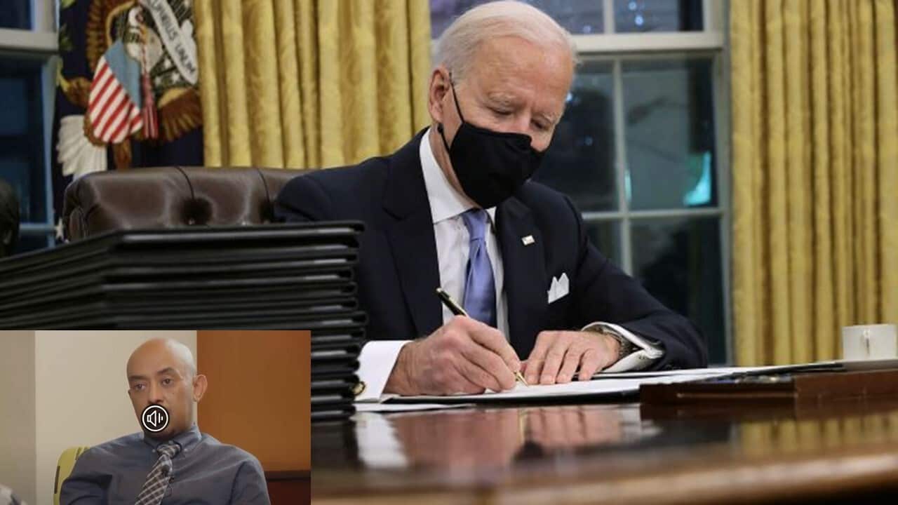 President US Joe Biden signs an executive order on the crisis in Ethiopia