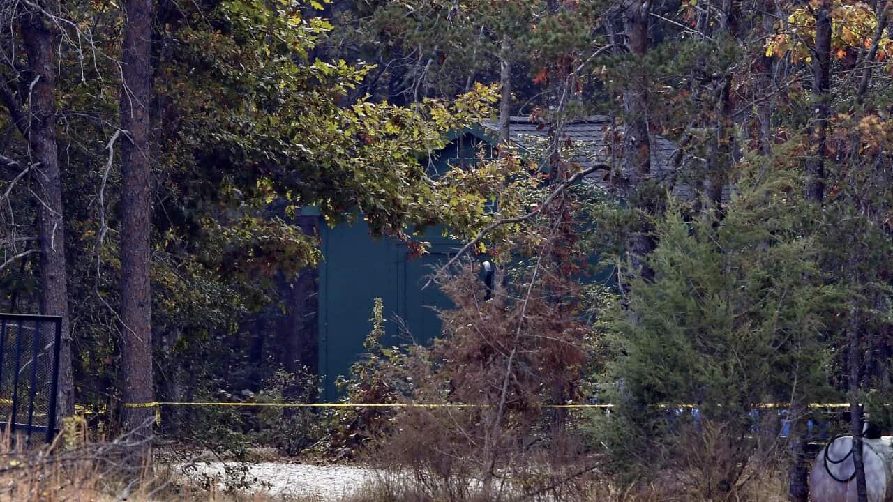 A wooden storage shed is seen on Todd Kohlhepp's property in Woodruff, S.C. Sunday, Nov. 6, 2016. A woman was found earlier this week in a locked metal container on Kohlhepp's property in rural Woodruff.