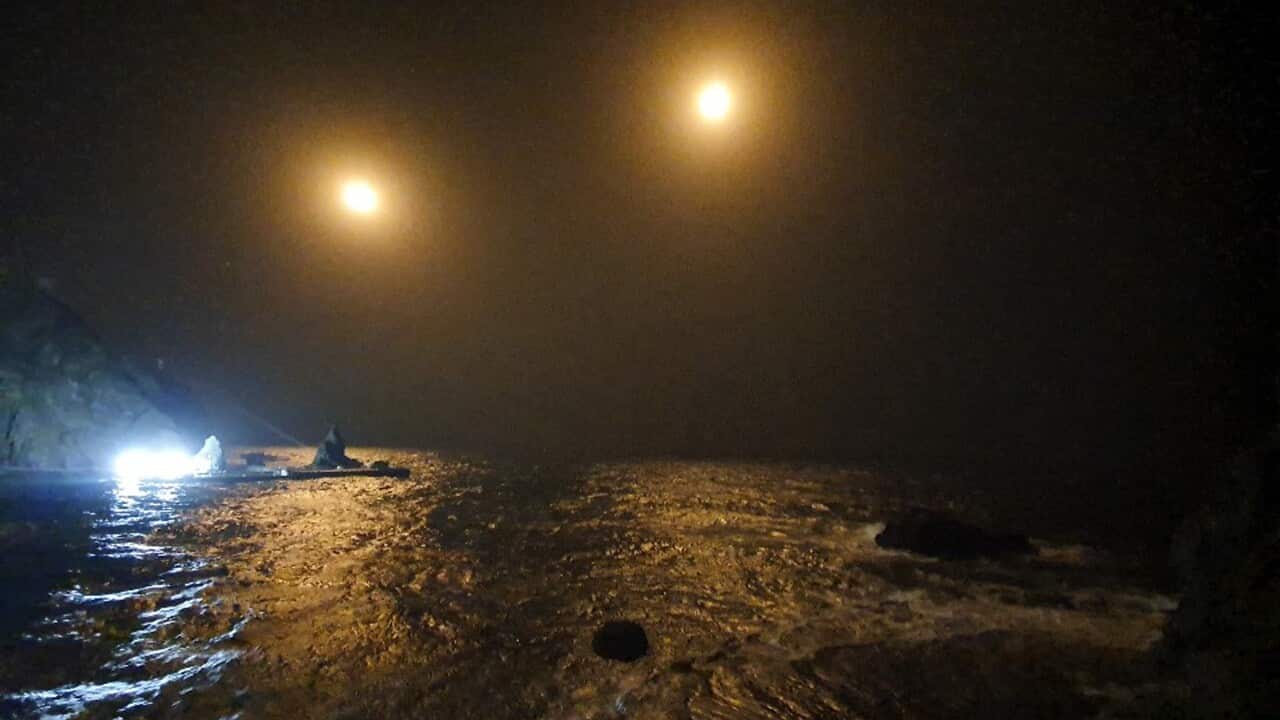 Search and rescue operations are underway in waters following the crash of an ambulance helicopter near the South Korea-controlled islets of Dokdo.