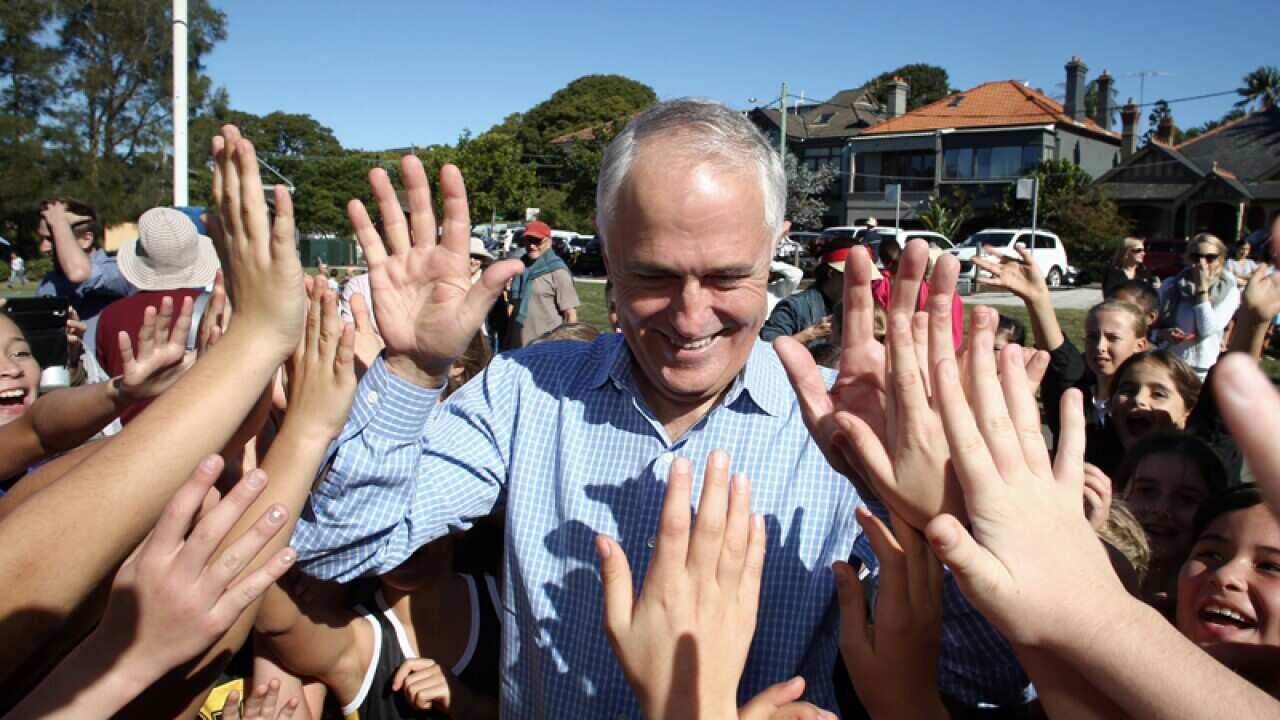 Prime Minister Malcolm Turnbull attends a netball competition