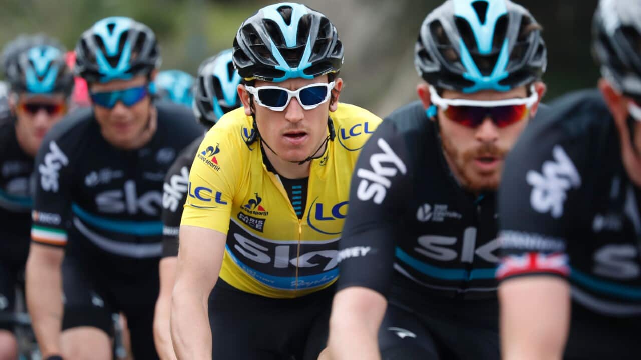 Geraint Thomas, quite happy in yellow