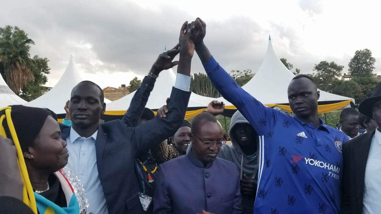 from right: Gongic Achiek, Majier Abdalla and Magot Khot