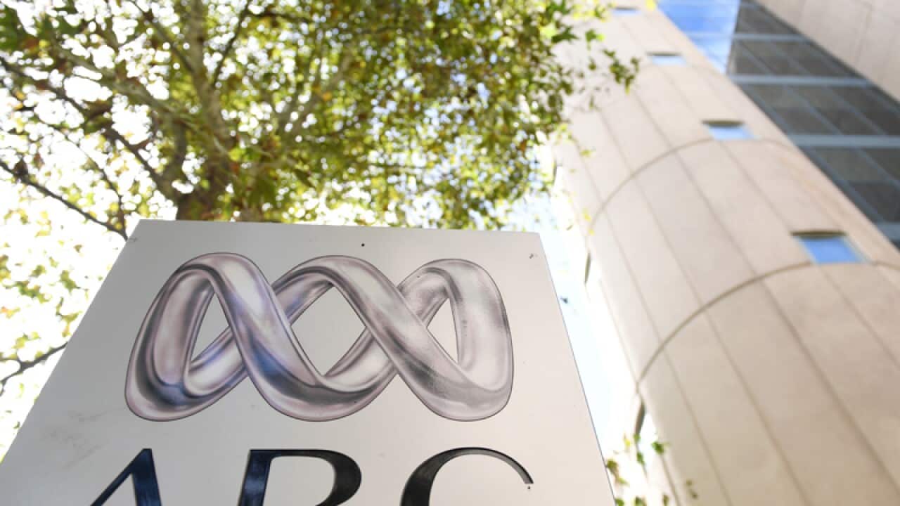 Signage stands outside of the ABC building
