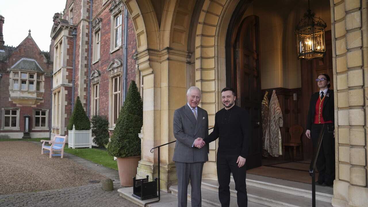 Britain's King Charles III meets Ukraine's President Volodymyr Zelensky in London