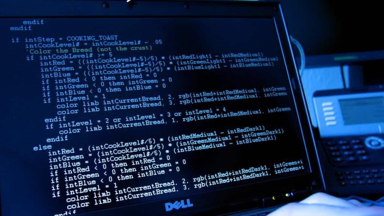 A computer code on a screen.