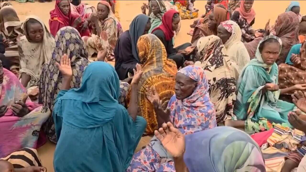 Women praying in the besieged city of Al-Fashir July 2025 supplied.jpg