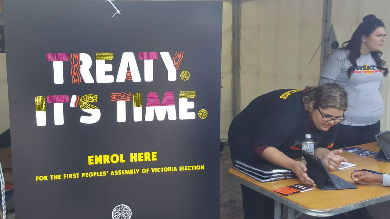 Raising awareness about Treaty Process at Federation Square Melbourne