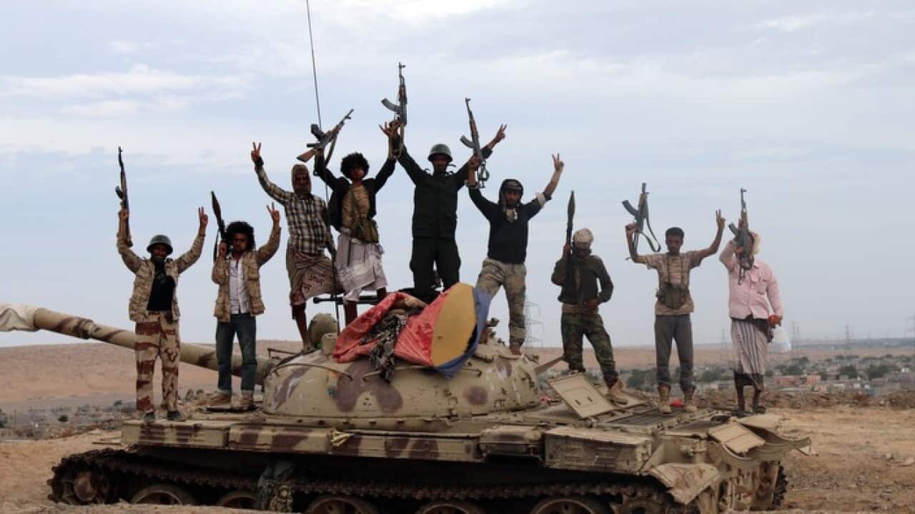 Tribal militiamen loyal to Yemeni President Abdo Rabbo Mansour Had