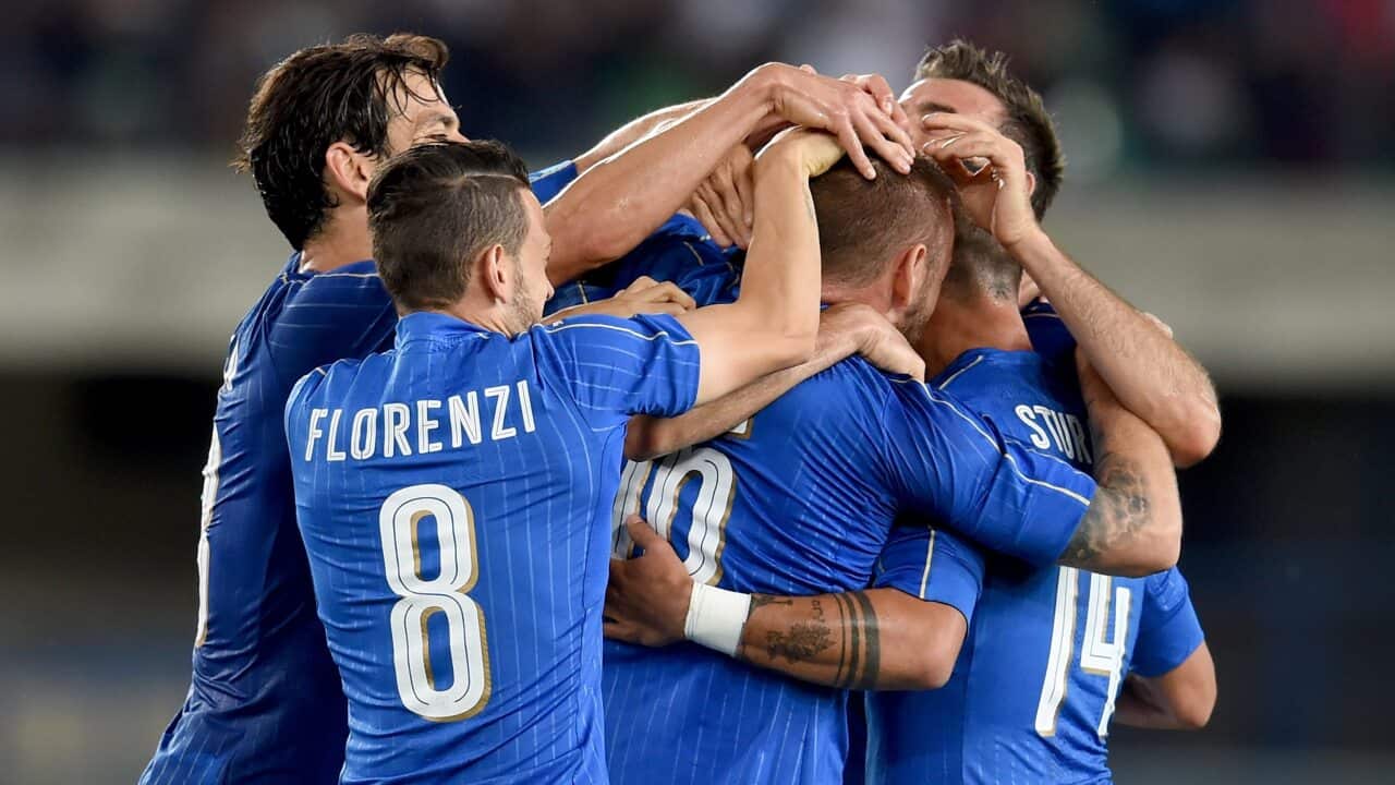 Italy national football team celebrates