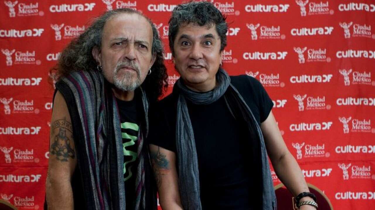 Francisko Barrios and Armando Vega Gil, member of the rock band Botellita de Jerez, at Ciudad Theatre on May 30, 2011 in Mexico City, Mexico.