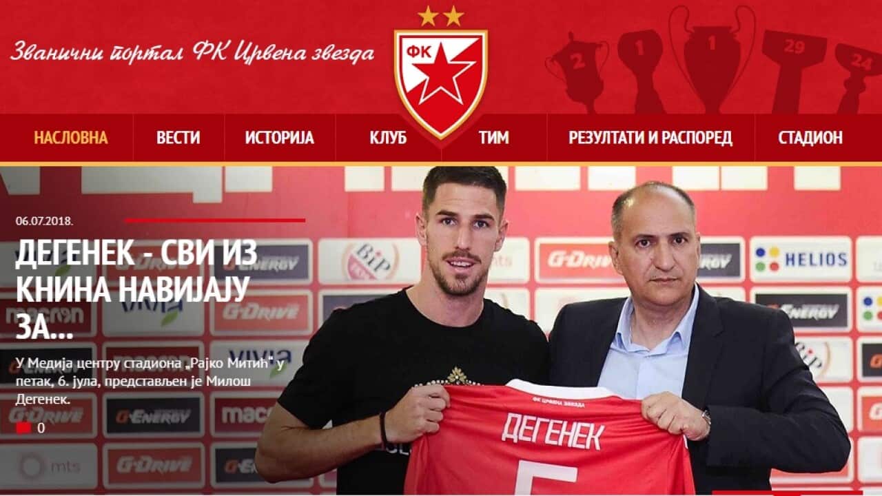 FC Red Star Belgrade official site announced Australian international player Milos Degenek as their new signing