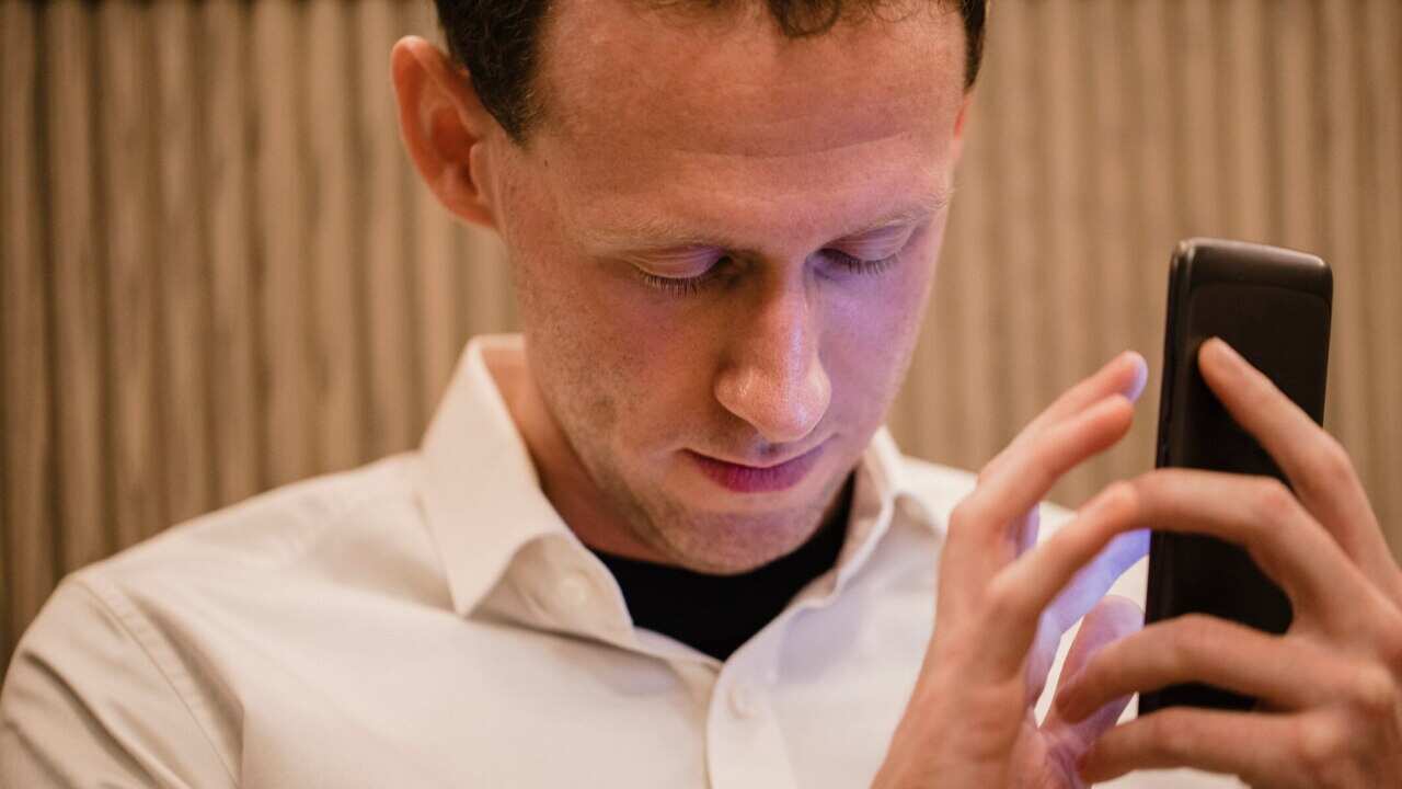Man Using Visually Impaired App