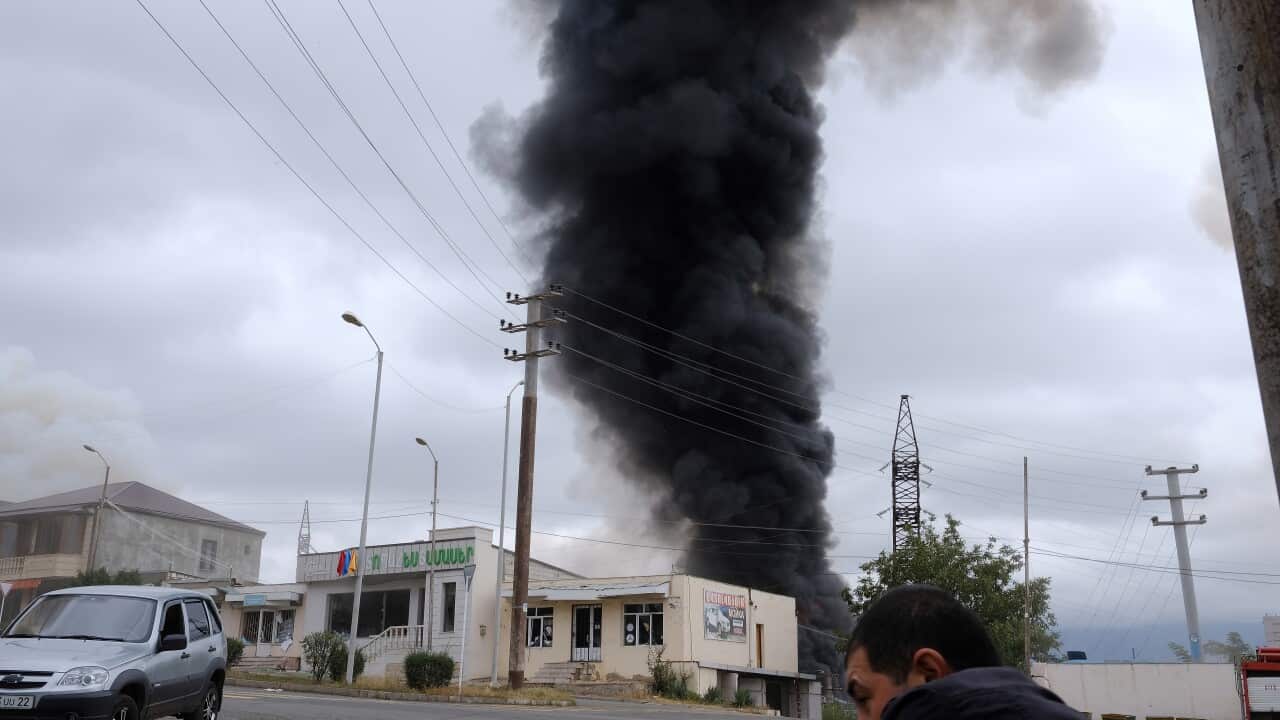 A view of damages after shelling by Azerbaijani artillery, Stepanakert, Nagorno-Karabakh, 04 October 2020.
