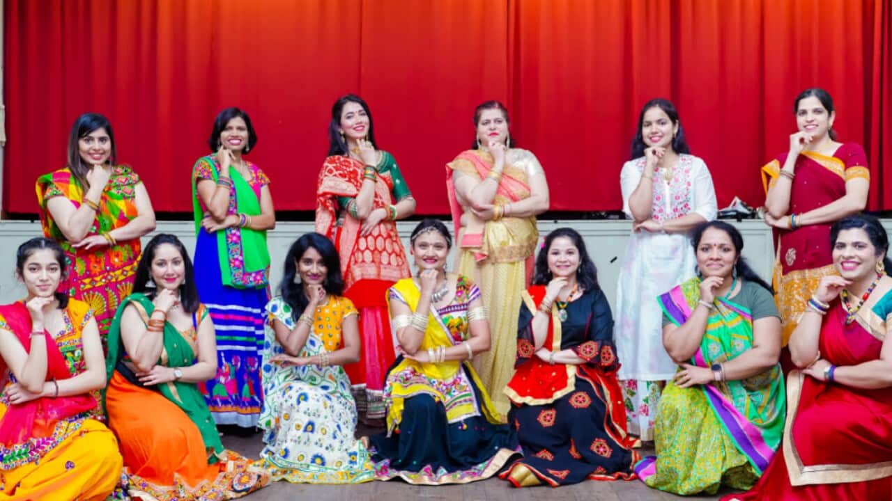 Members of Gujarati community performing Garba