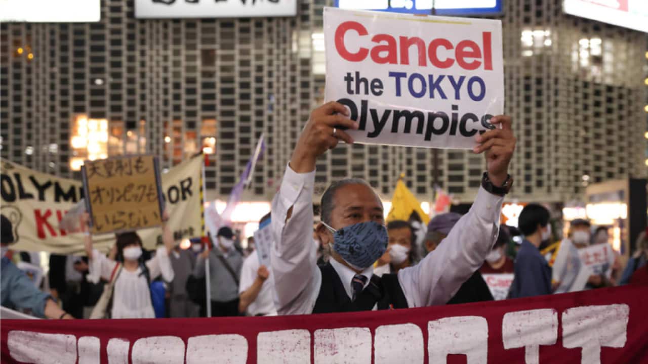 Tokyo olympics protests in Japan