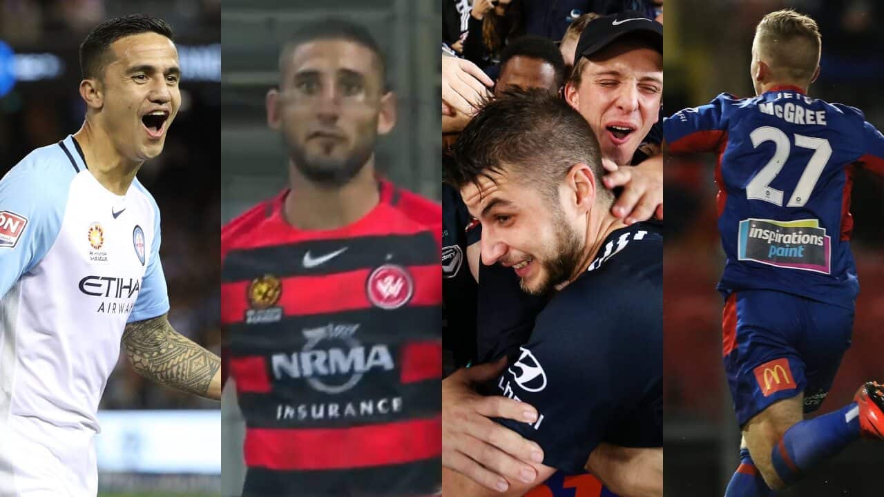 Tim Cahill, Kerem Bulut, Terry Antonis and Riley McGree