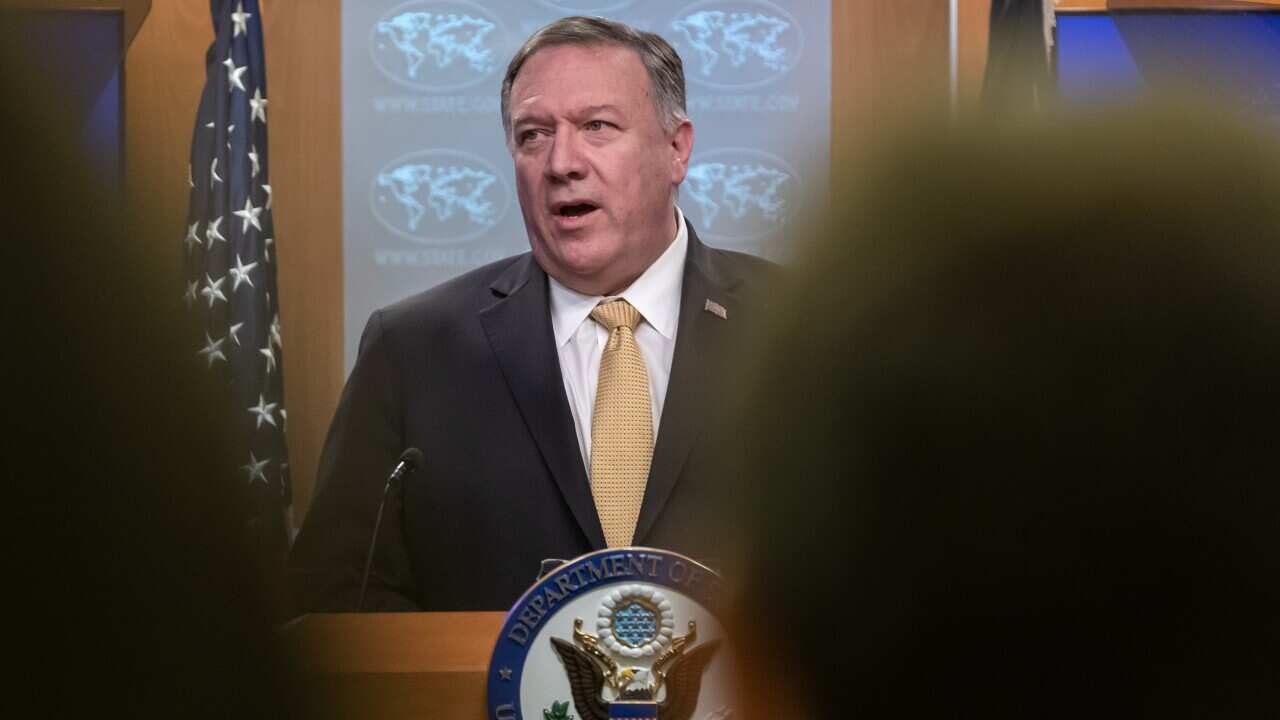US Secretary of State Mike Pompeo speaks to the news media in the briefing room at the State Department in Washington, DC, USA