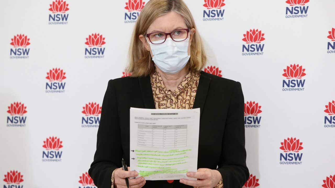 NSW Chief Health Officer Dr. Kerry Chant during a COVID-19 update and press conference in Sydney, Friday, July 30, 2021. (AAP Image/Pool, Lisa Maree Williams) NO ARCHIVING