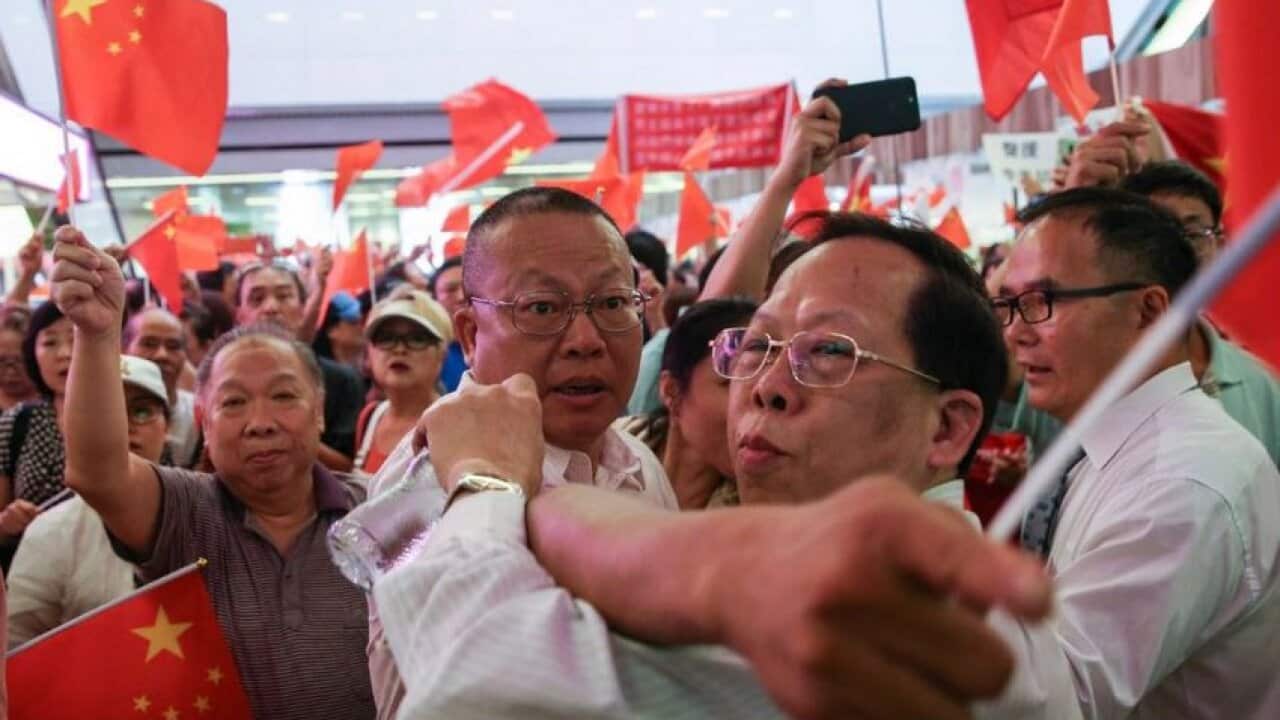 Shopping malls have become site for confrontations between pro-China supporters and pro-Hong Kong supporters.