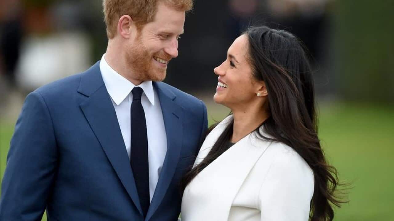 Prince Harry and Meghan Markle at their engagement announcement.