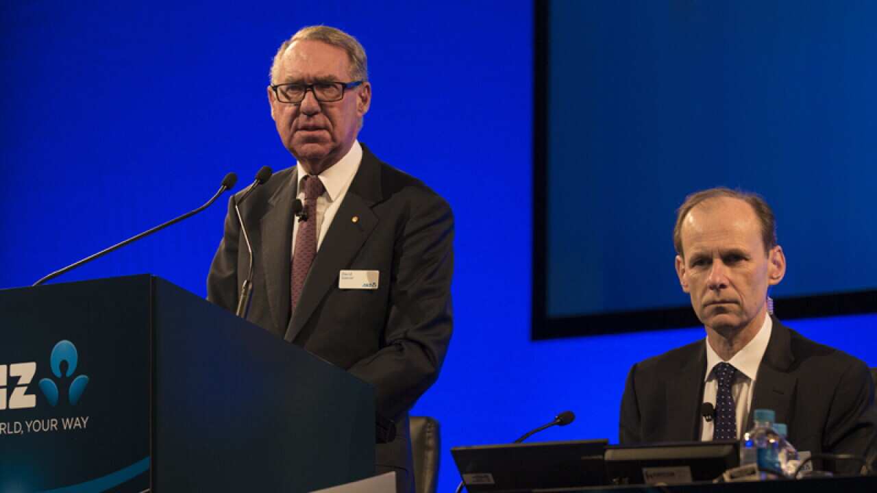 ANZ chairman David Gonski (L) and CFO Shanye Elliot