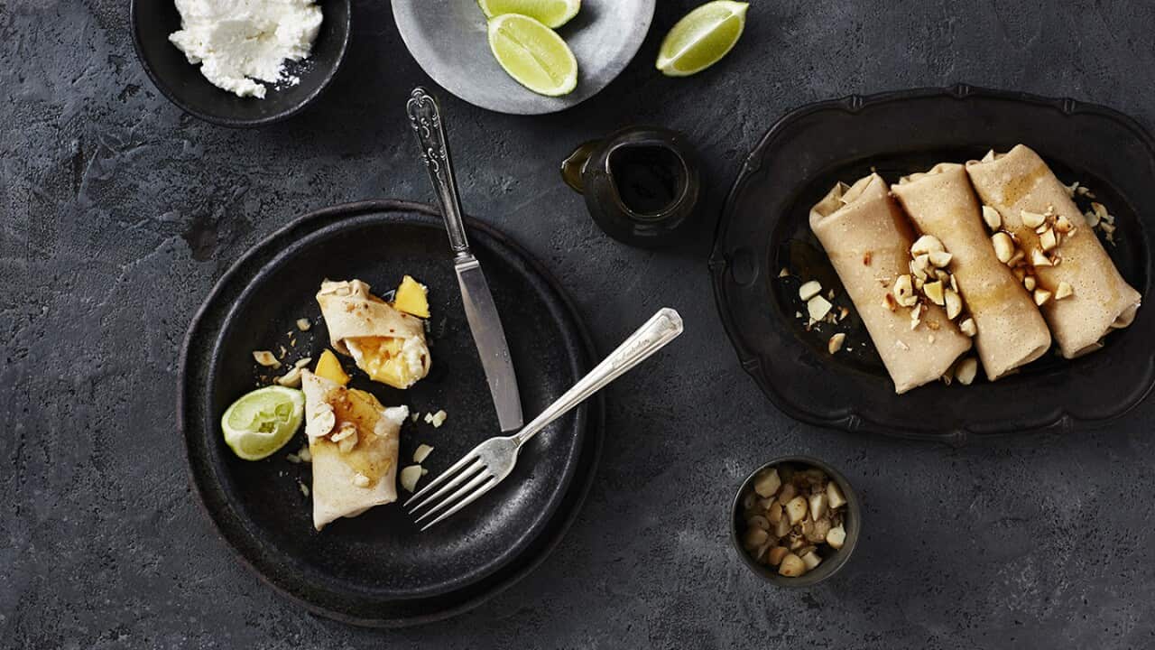 Buckwheat crepes with mango
