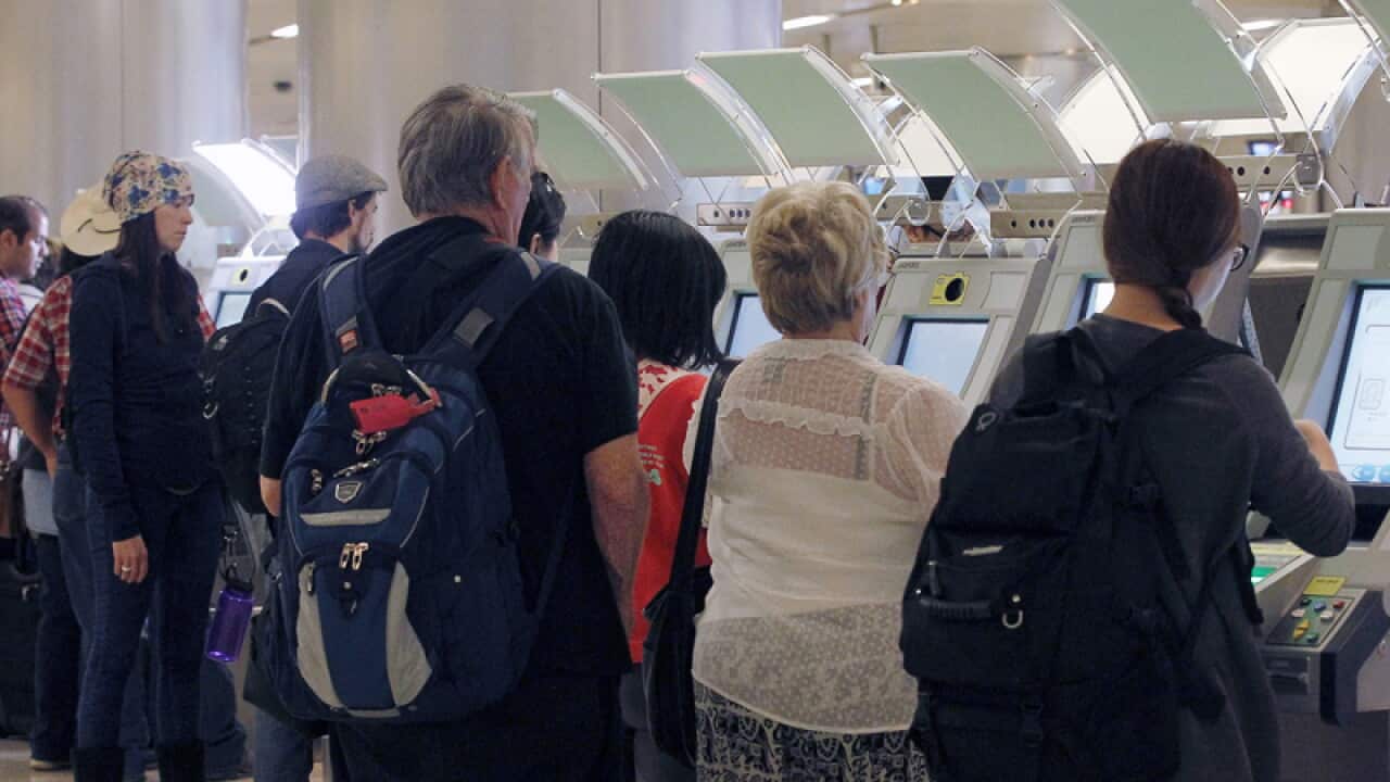 Passengers arriving at Los Angeles International Airport
