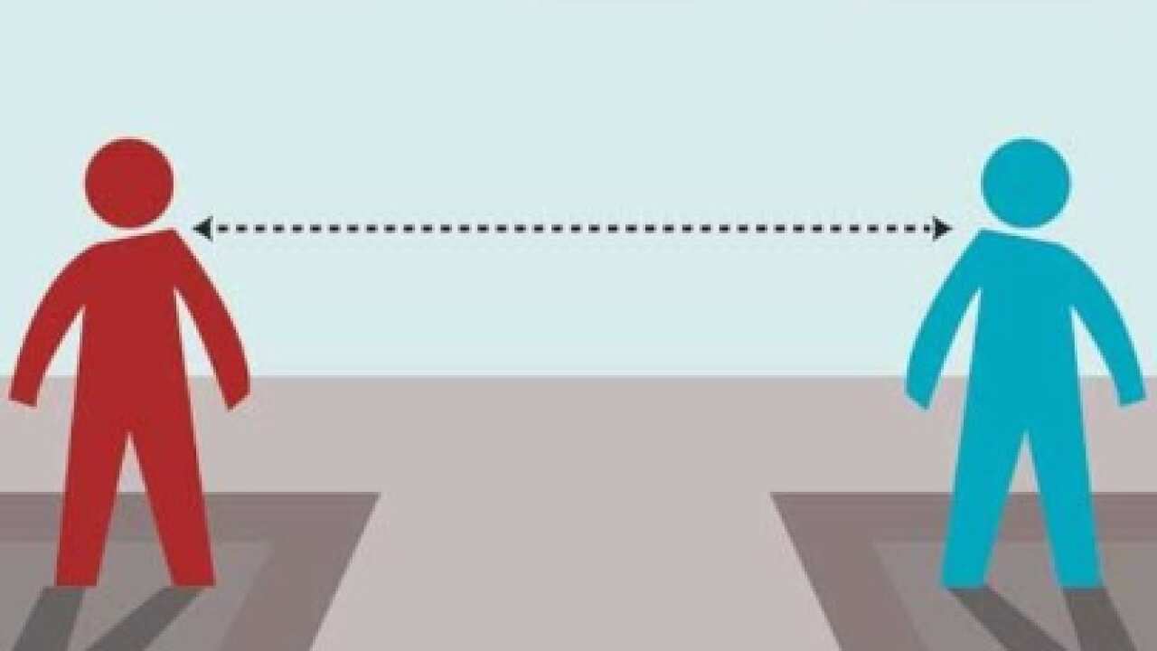 社交隔離保持1。5米距離