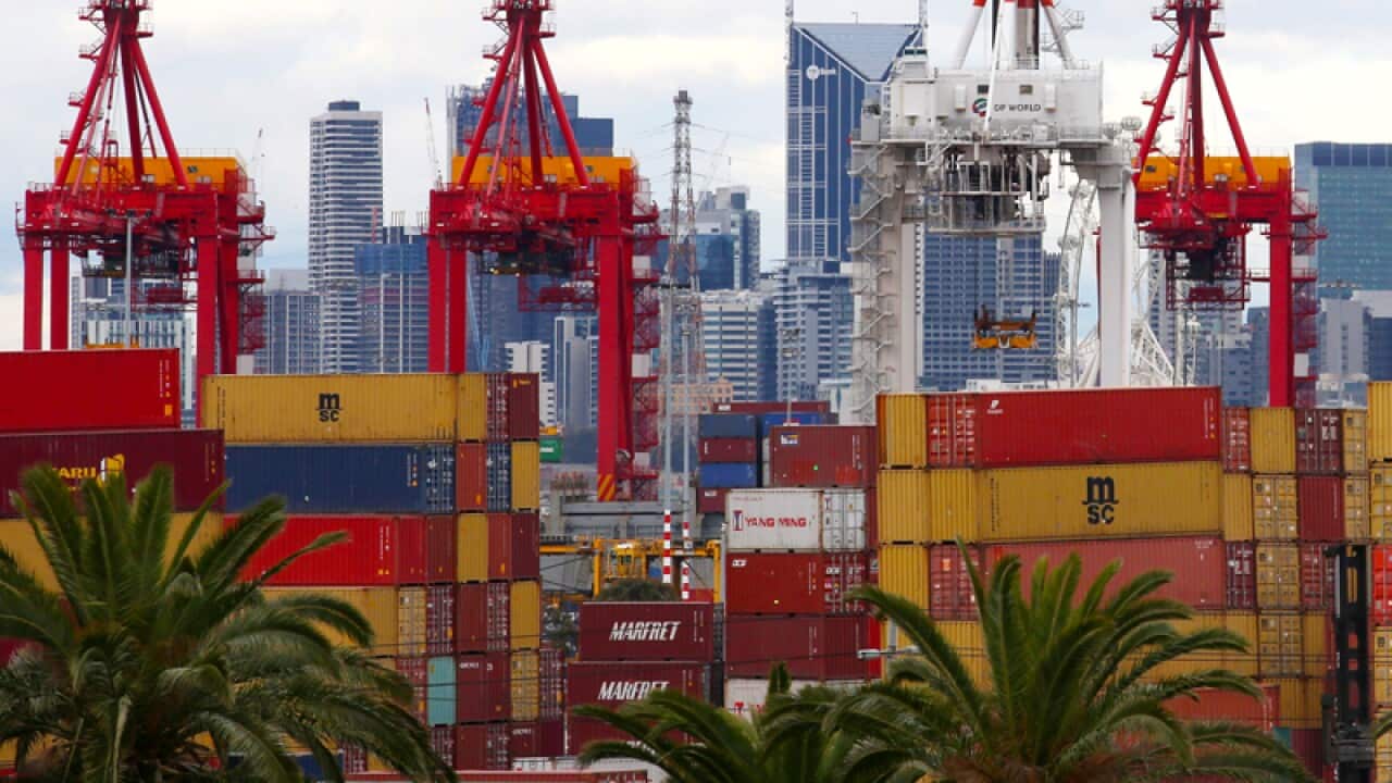 Shipping containers at the Port of Melbourne