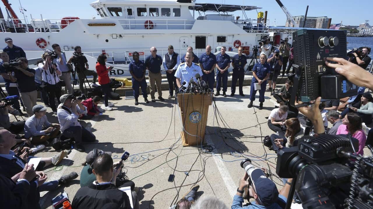 U.S. Coast Guard Rear Adm. John Mauger tells waiting media the wreckage of the Titan has been found