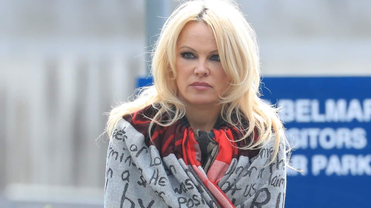 Pamela Anderson after visiting WikiLeaks founder Julian Assange.