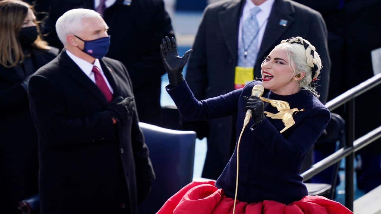 Lady Gaga's inauguration outfit prompts 'Hunger Games' comparisons | SBS Voices Lady Gaga's inauguration outfit prompts 'Hunger Games' comparisons | SBS Voices