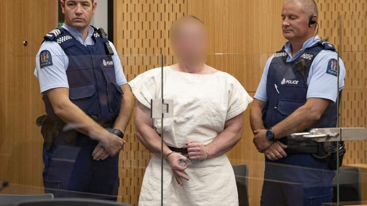 Brenton Harrison Tarrant in Christchurch court on Saturday.