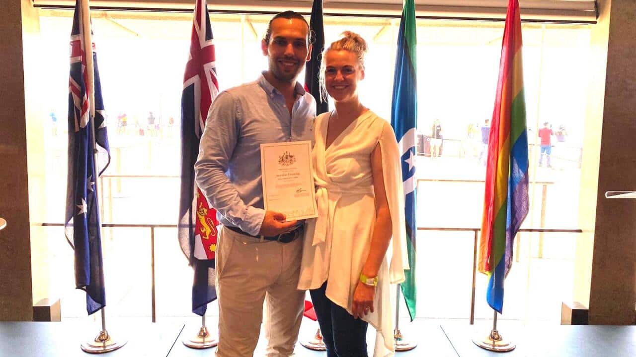 David Corrochano with wife, received the Australian citizenship