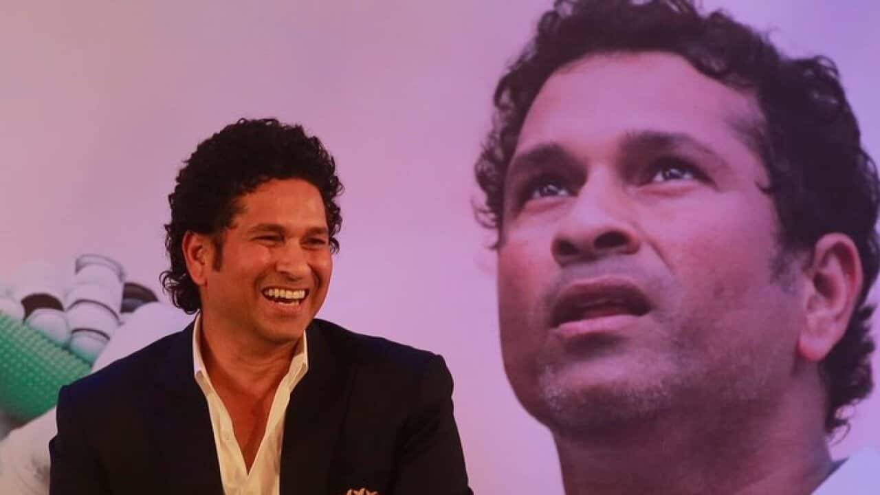 Retired cricket great Sachin Tendulkar smiles after launching his autobiography,"Playing It My Way," in Mumbai, India, Wednesday, Nov.5, 2014.(AP Photo/Rafiq Maqbool)