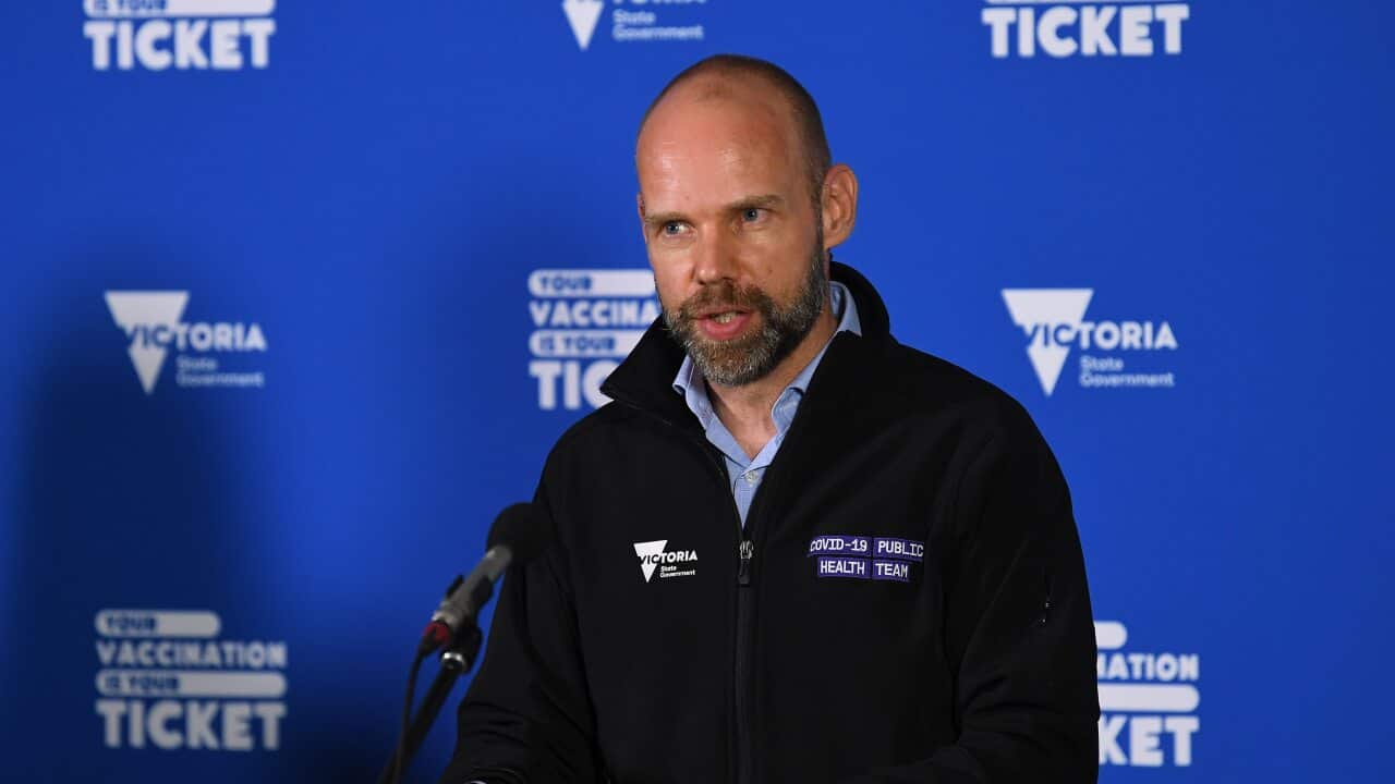 Victorian COVID-19 Commander Jeroen Weimar speaks to the media during a press conference in Melbourne.