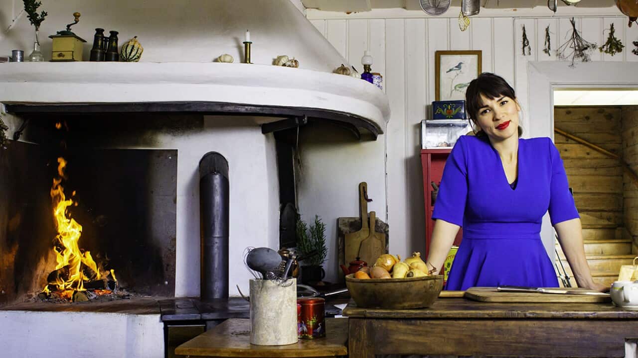 Rachel Khoo in Swedish cabin kitchen