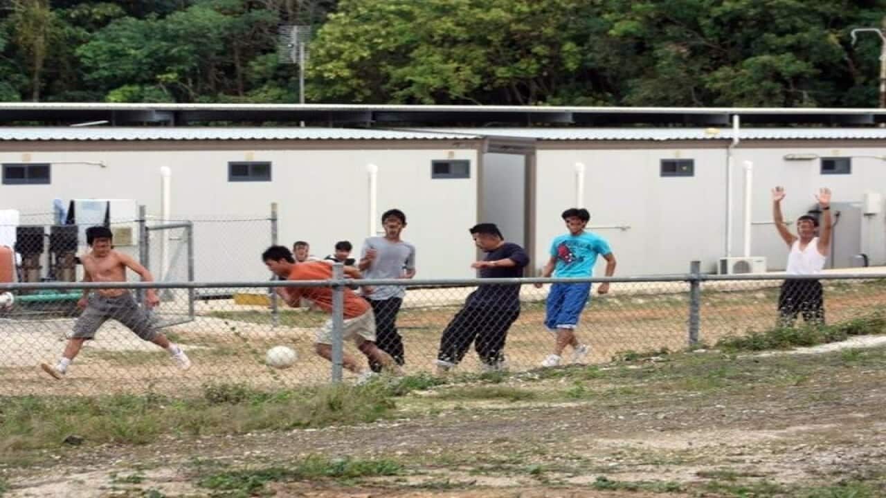 Asylum seekers at Phosphate Hill Detention Centre on Christmas Island.