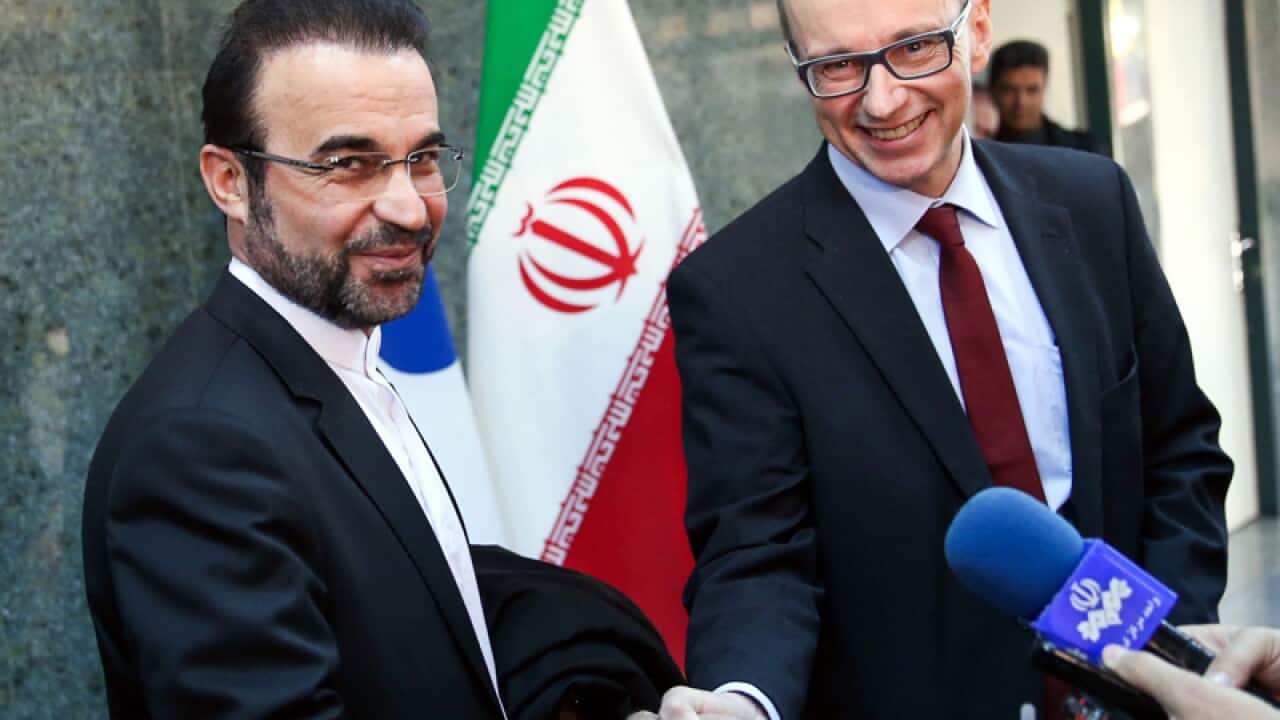 The deputy head of the IAEA (R) and Iran's IAEA envoy