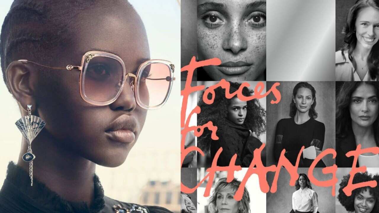 Adut Akech (L) will appear on the cover an edition of British Vogue magazine guest edited by the Duchess of Sussex, Meghan.