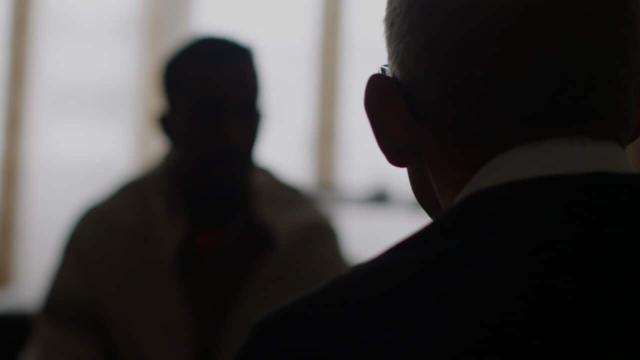 Jamal* being interviewed by Dateline reporter Evan Williams.