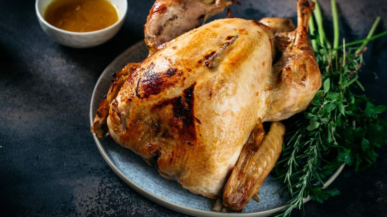 Maggie’s corn-fed turkey with cumquat and pistachio stuffing