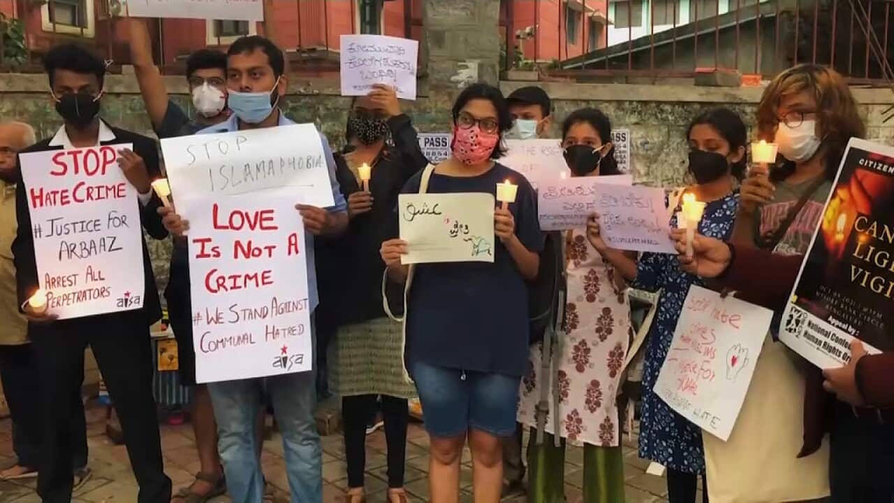 People gathered protesting the killing of Mullah