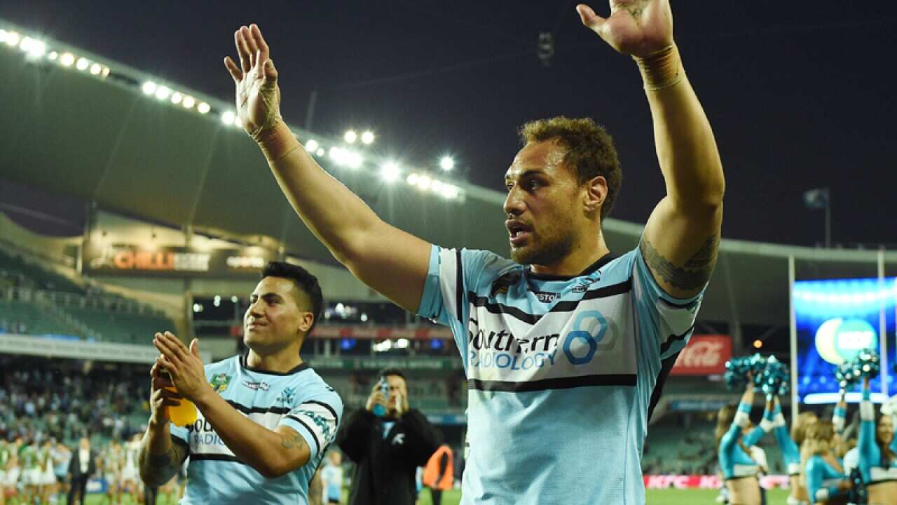 Cronulla Sharks players at Allianz Stadium