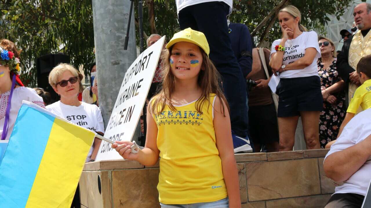 Peter Kuzmin -Anti-war protest in Melbourne against invasion of Ukraine, 27/02/2022.